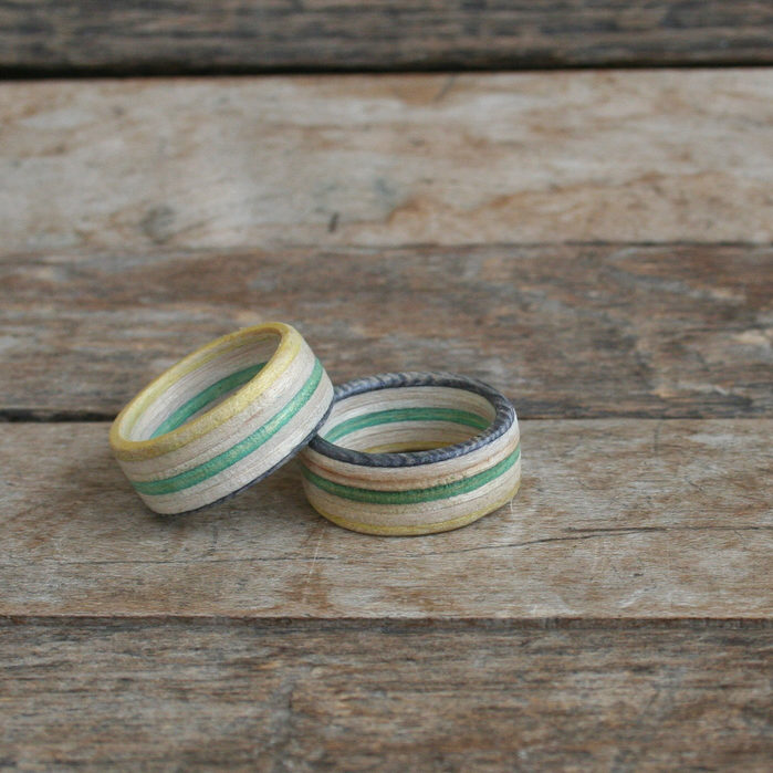 Recycled Skateboard Wooden Ring