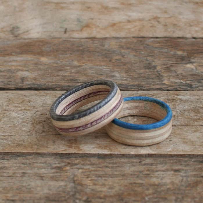 Recycled Skateboard Wooden Ring