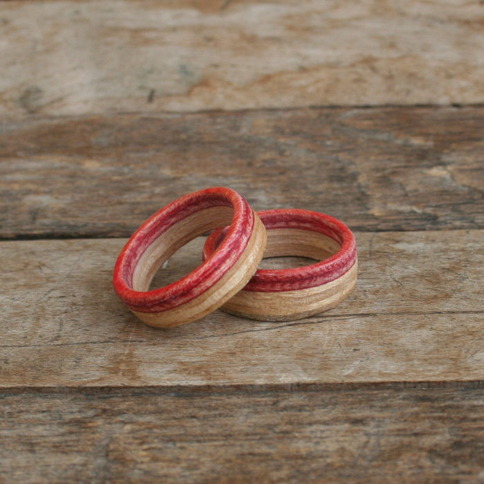 Recycled Skateboard Wooden Ring