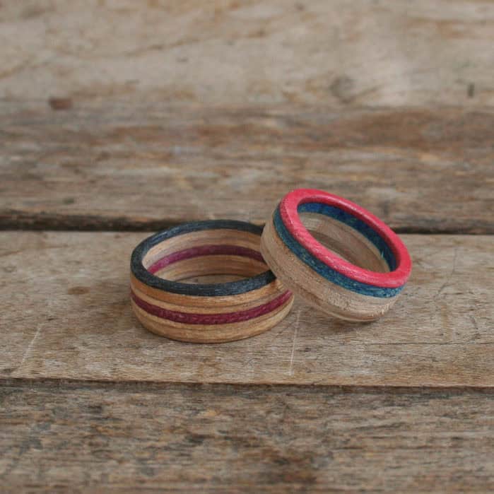 Recycled Skateboard Wooden Ring