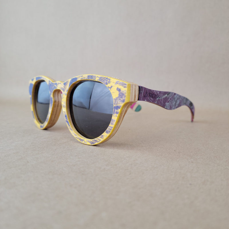 Recycled Wooden Skateboard Sunglasses (Rounded Lens Styles)