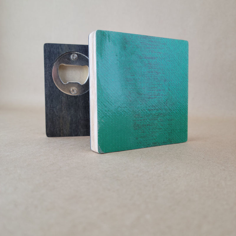 Coasters with Bottle Opener from Recycled Snowboard