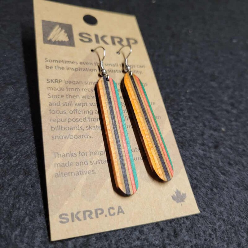 Recycled Skateboard Dangle Earrings