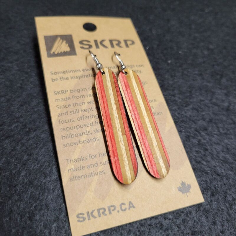 Recycled Skateboard Dangle Earrings