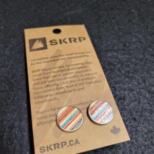 Recycled Skateboard Circular Stud Earrings