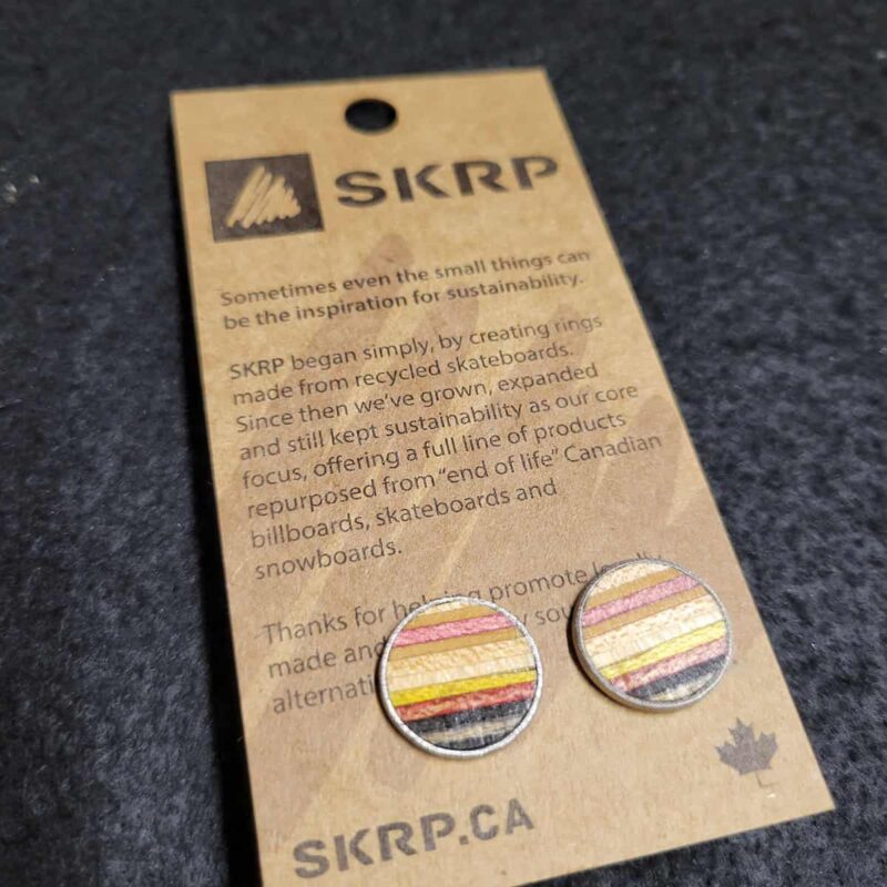 Recycled Skateboard Circular Stud Earrings