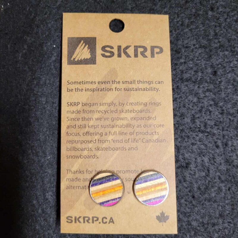 Recycled Skateboard Circular Stud Earrings