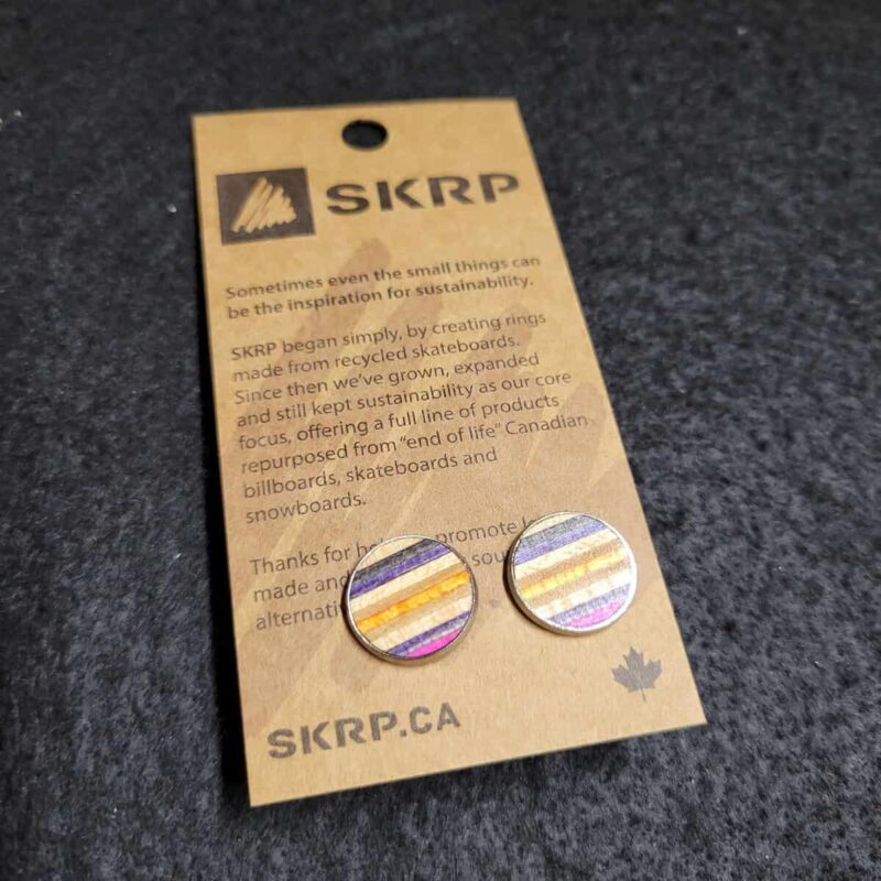 Recycled Skateboard Circular Stud Earrings