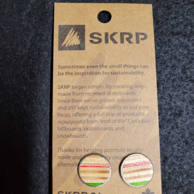 Recycled Skateboard Circular Stud Earrings