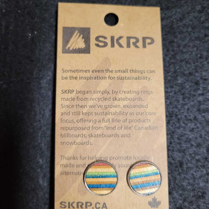 Recycled Skateboard Circular Stud Earrings