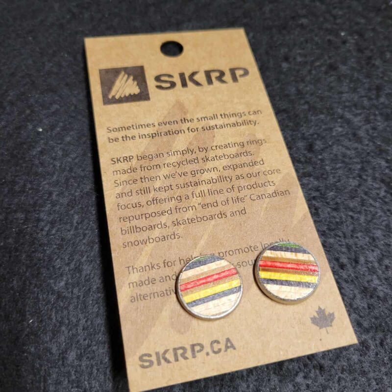 Recycled Skateboard Circular Stud Earrings