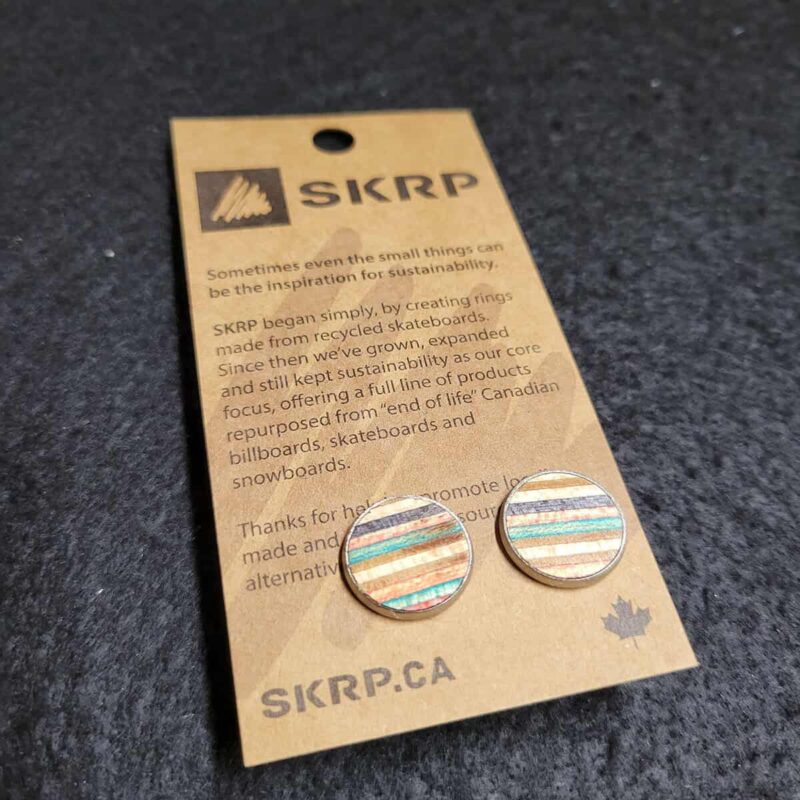 Recycled Skateboard Circular Stud Earrings