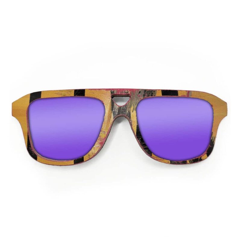 Aviator Style Recycled Wooden Skateboard Glasses