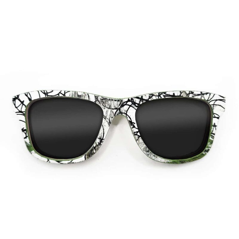 Wayfarer Style Recycled Wooden Skateboard Glasses (Large)