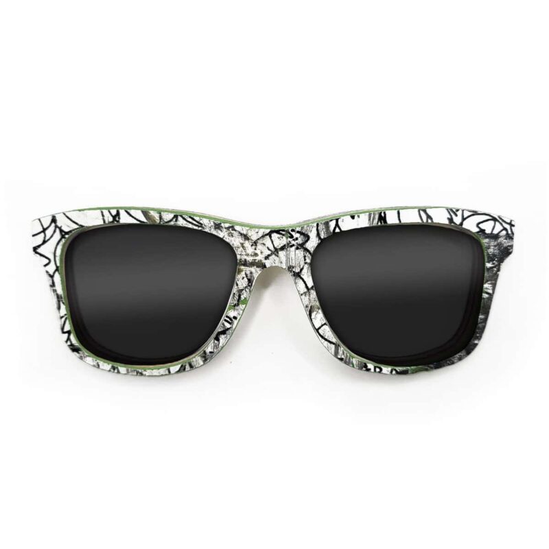Wayfarer Style Recycled Wooden Skateboard Glasses (Large)