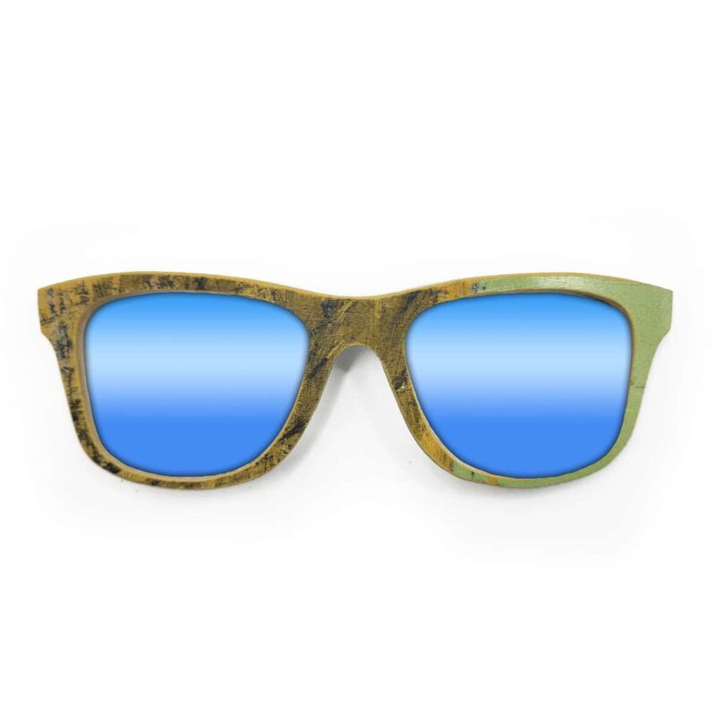 Wayfarer Style Recycled Wooden Skateboard Glasses (Large)