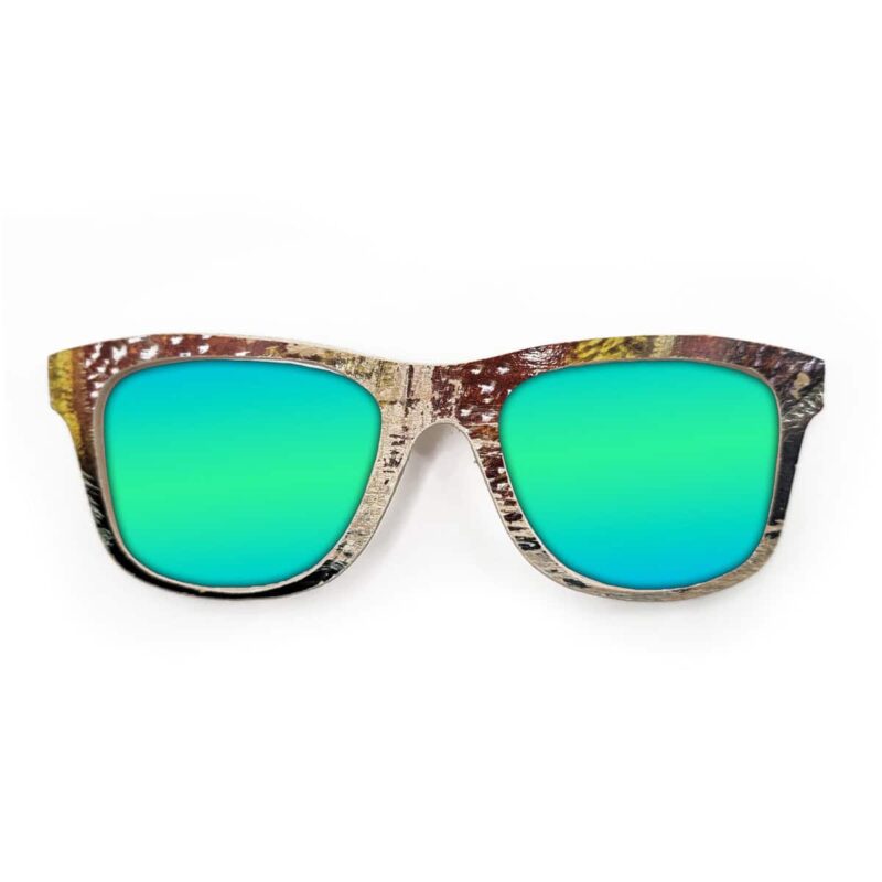 Wayfarer Style Recycled Wooden Skateboard Glasses (Large)