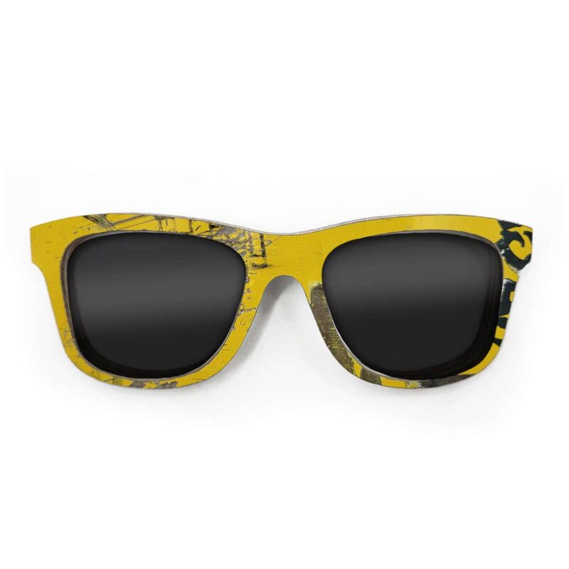 Wayfarer Style Recycled Wooden Skateboard Glasses (Large)
