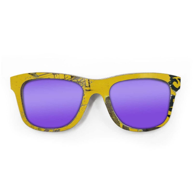 Wayfarer Style Recycled Wooden Skateboard Glasses (Large)