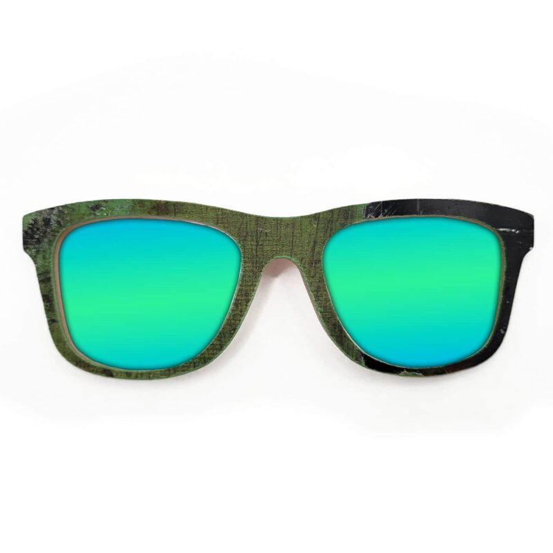 Wayfarer Style Recycled Wooden Skateboard Glasses (Large)